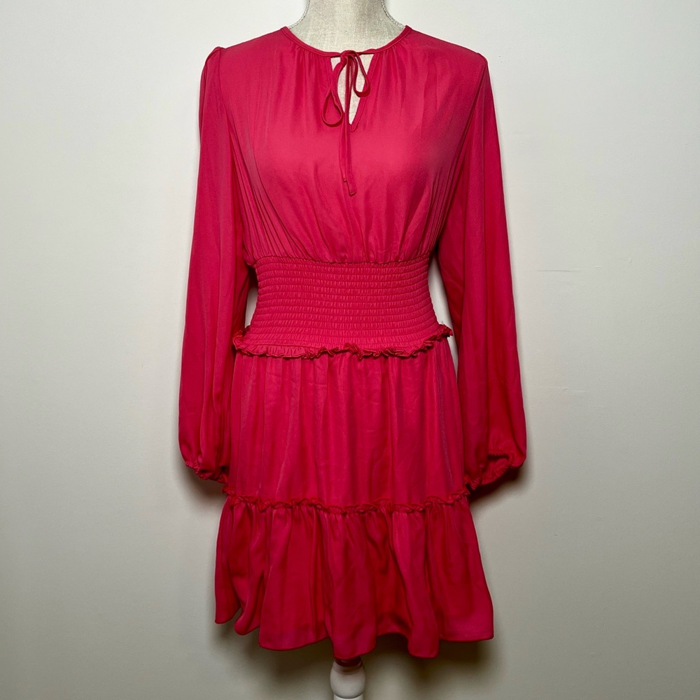 BCBGMaxAzria Deep Pink Long Sleeve Dress
